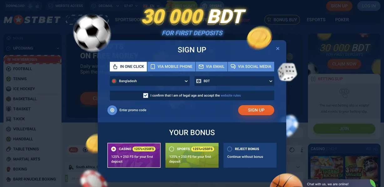Registration and Login on Mostbet